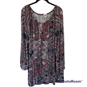 DB Established 1962 by Dress Barn Boho Paisley Print Tunic Blouse - Size 3X